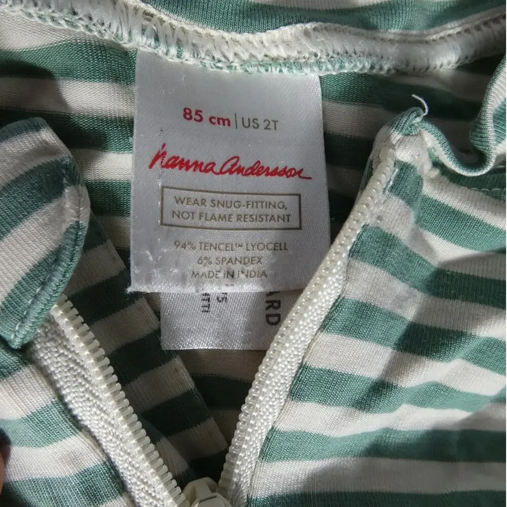 Hannah Anderson 2T One Piece Zip Up Long Sleeve Sleeper Ivory Sage